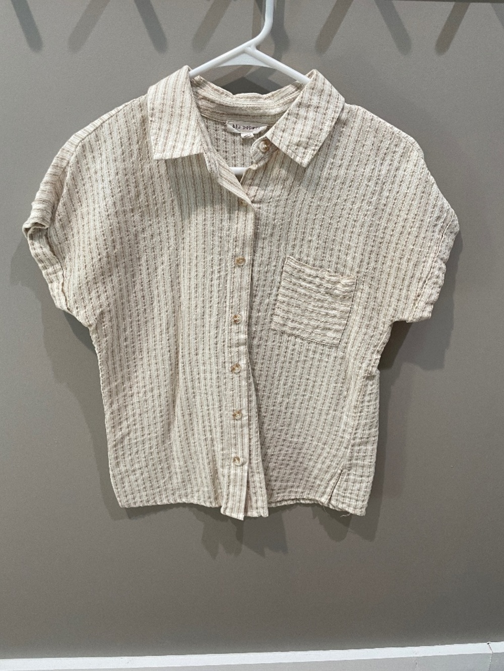 Striped button down t-shirt